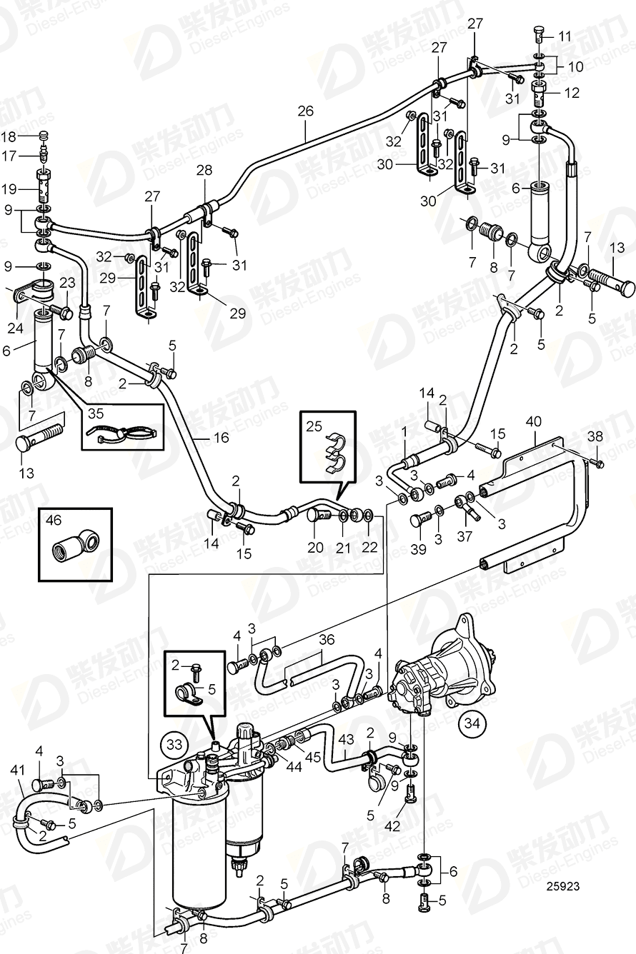 volvo penta Fuel pipe 20909822 Drawing volvo penta Fuel pipe 20909822 Drawing